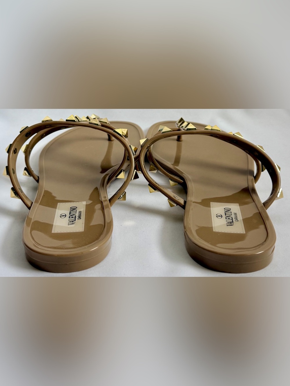 Valentino Garavani Rockstud Nude Jelly Studded T-Strap Thong Sandals EU 38 - Picture 8 of 12